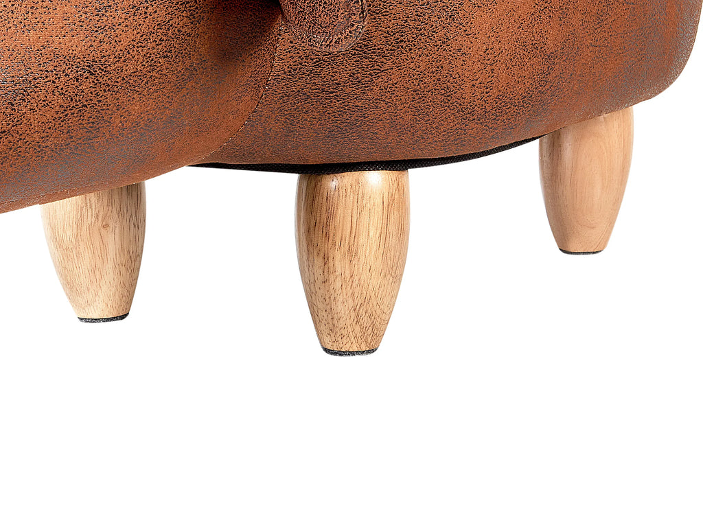  Storage Animal Stool ELEPHANT Faux Leather Dark Brown Elephant