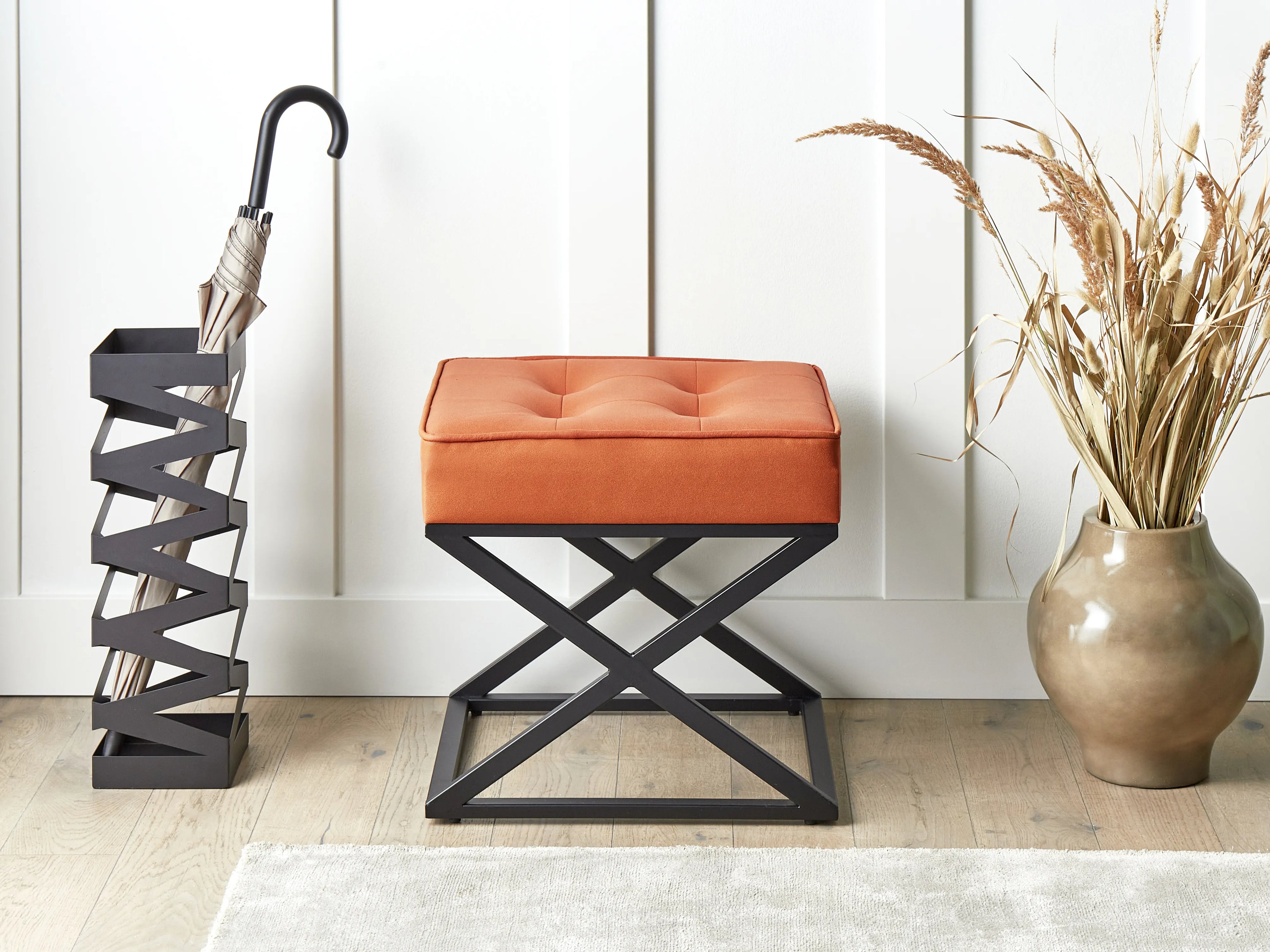  Footstool MURDO Faux Leather Orange