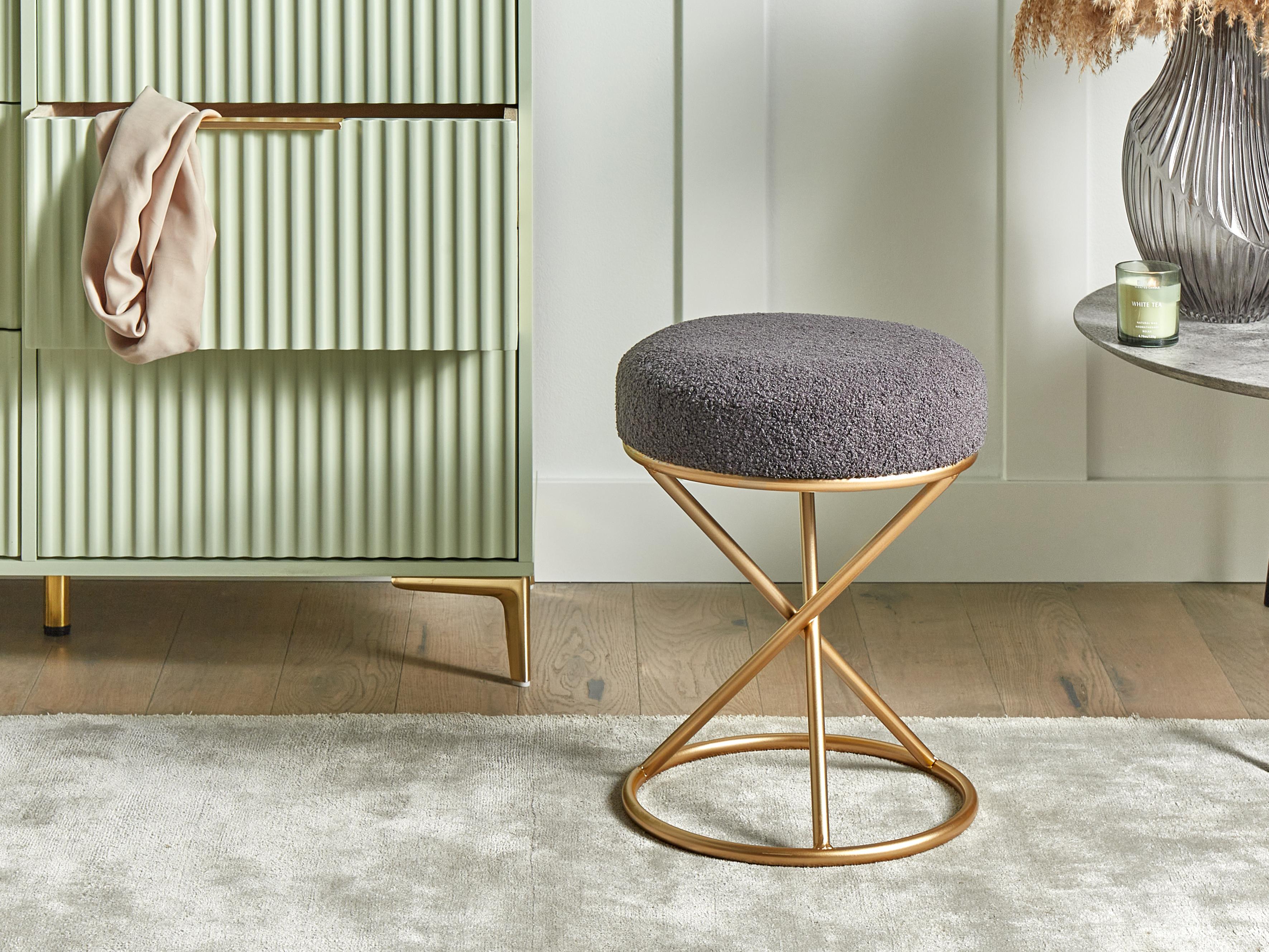  Footstool PRESHO Boucle Grey