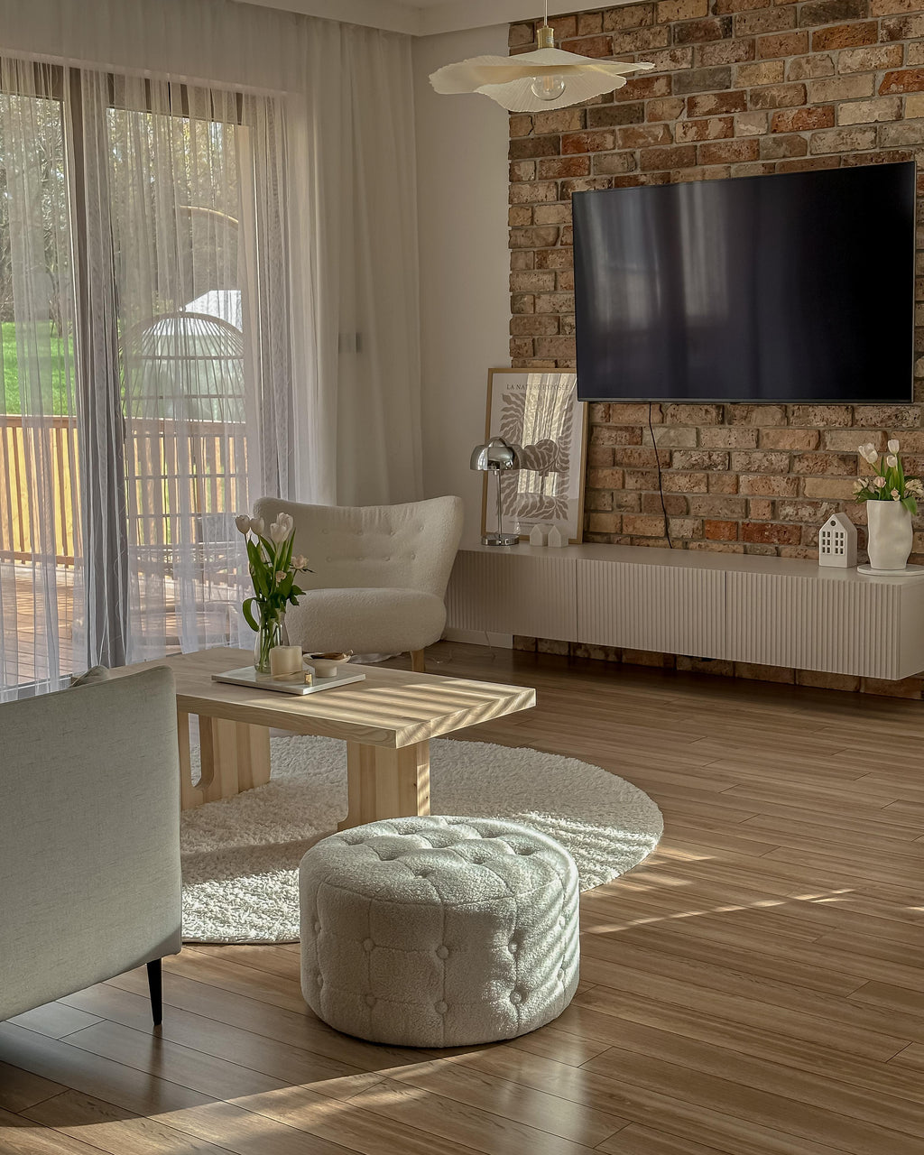  Pouffe TAMPA Boucle White