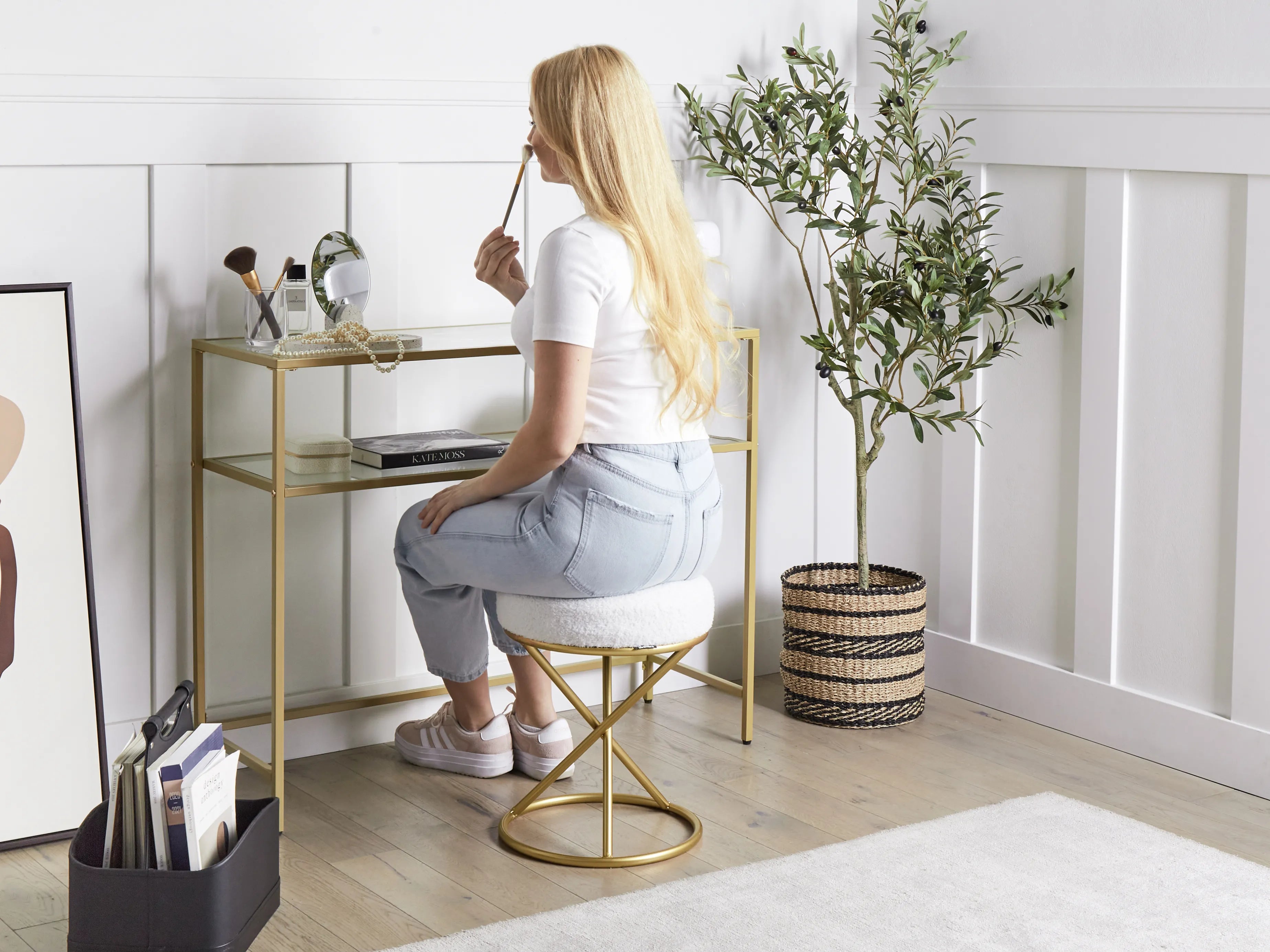  Footstool PRESHO Boucle Off-White