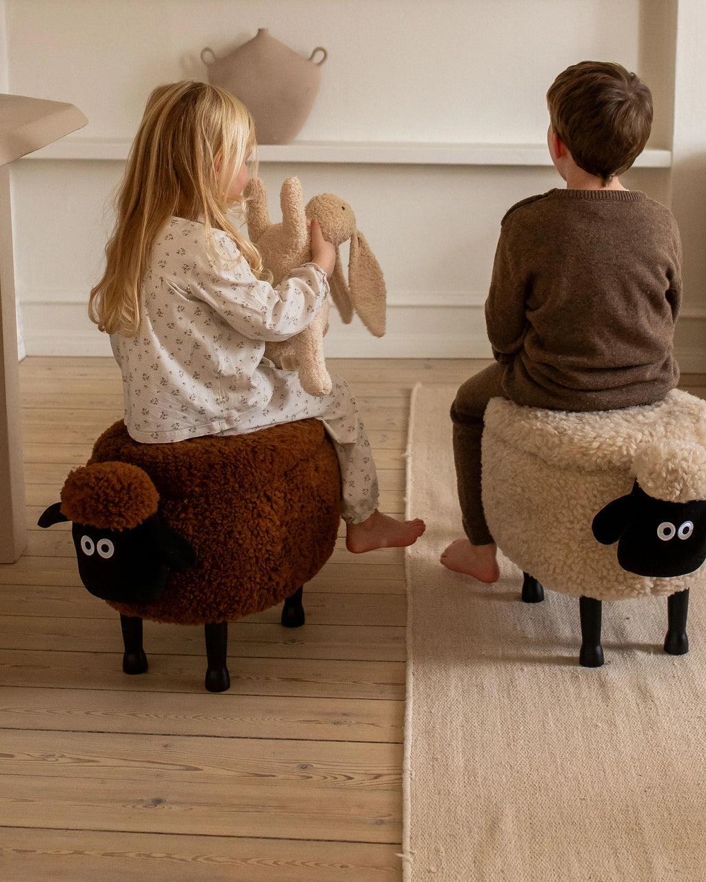  Storage Animal Stool SHEEP Fabric Brown Sheep