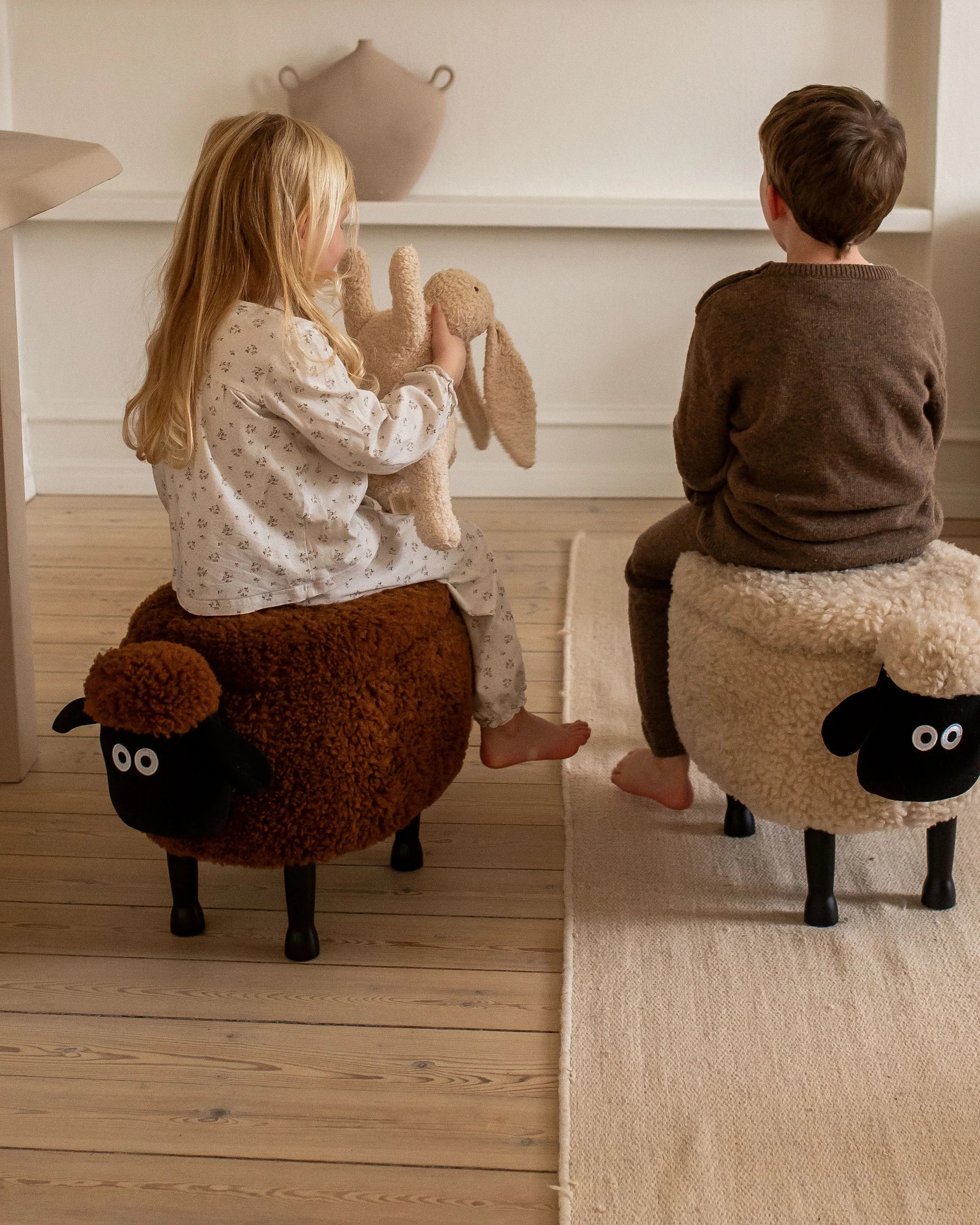  Storage Animal Stool SHEEP Fabric Brown Sheep