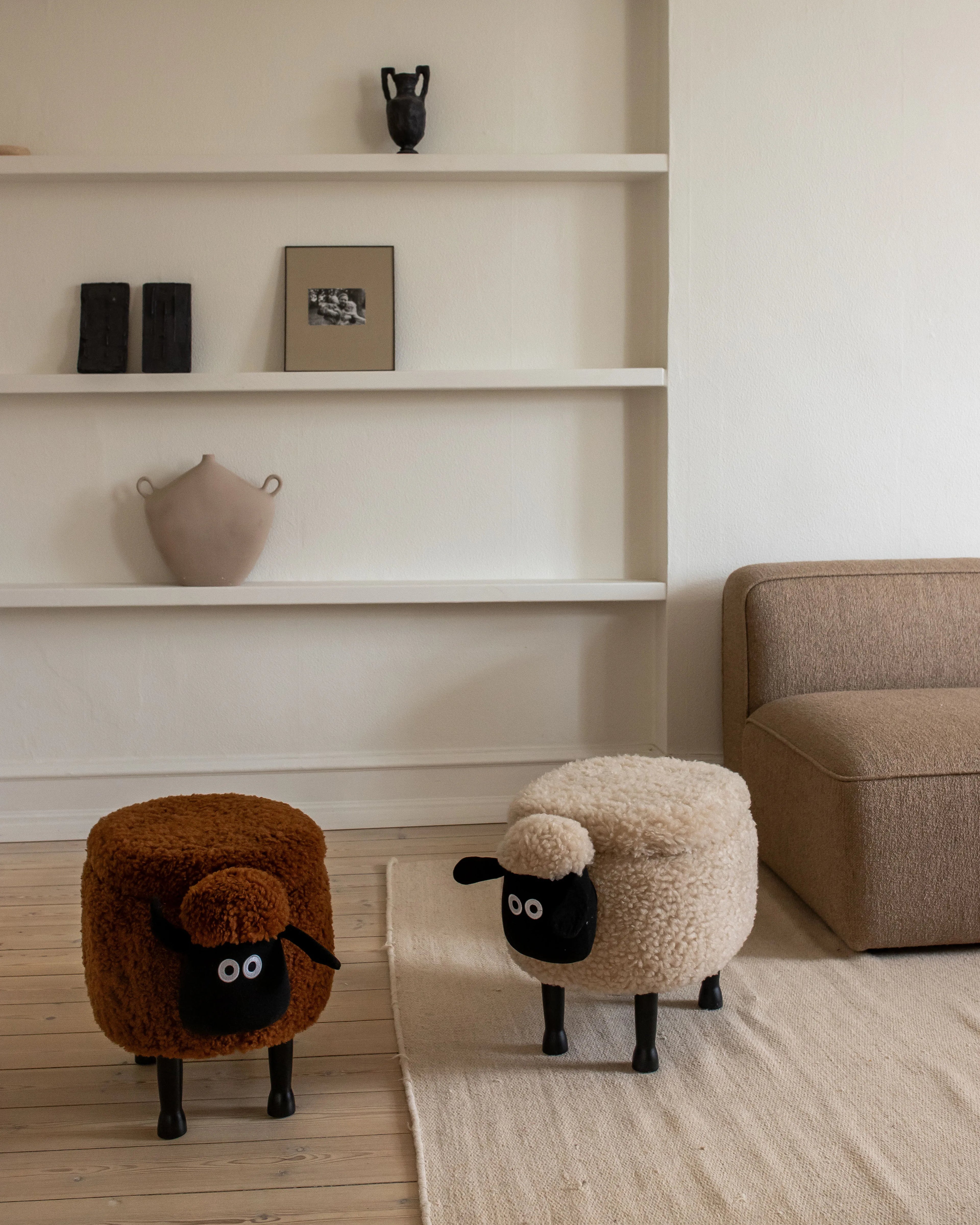  Storage Animal Stool SHEEP Fabric Brown Sheep