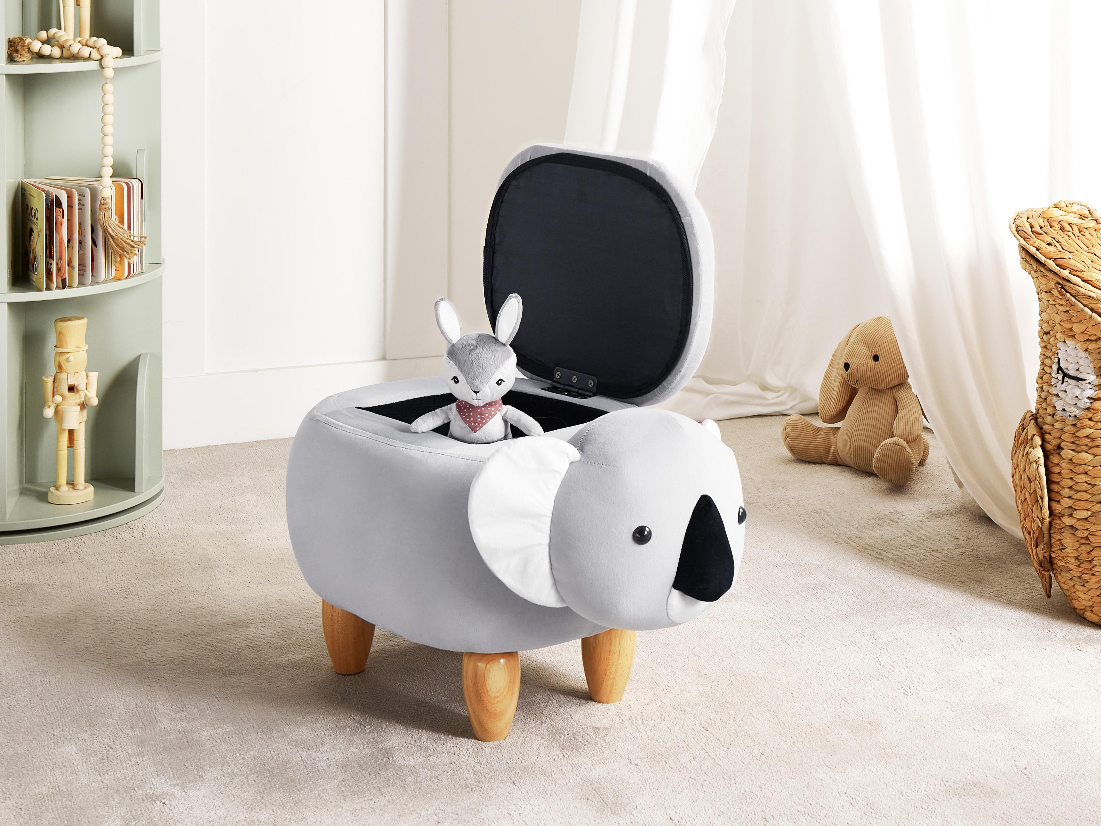  Storage Animal Stool COALA Velvet Light Grey Koala