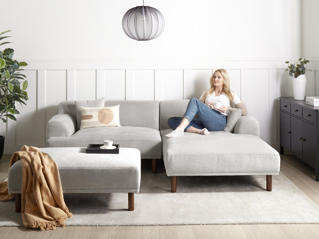  Ottoman HOLT Fabric Light Grey