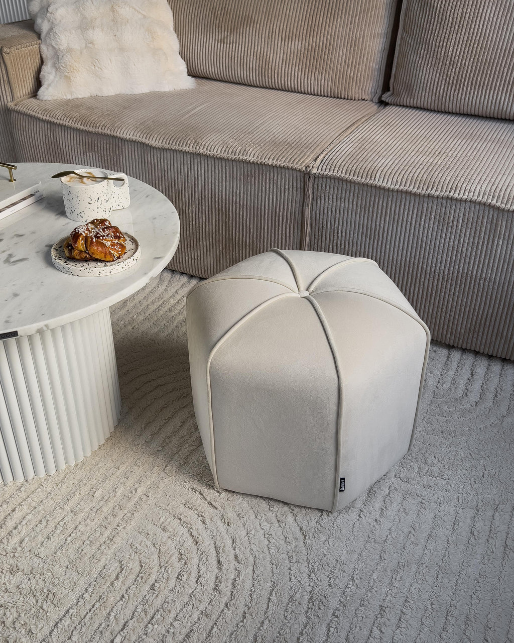  Pouffe WISHEK Velvet Light Beige