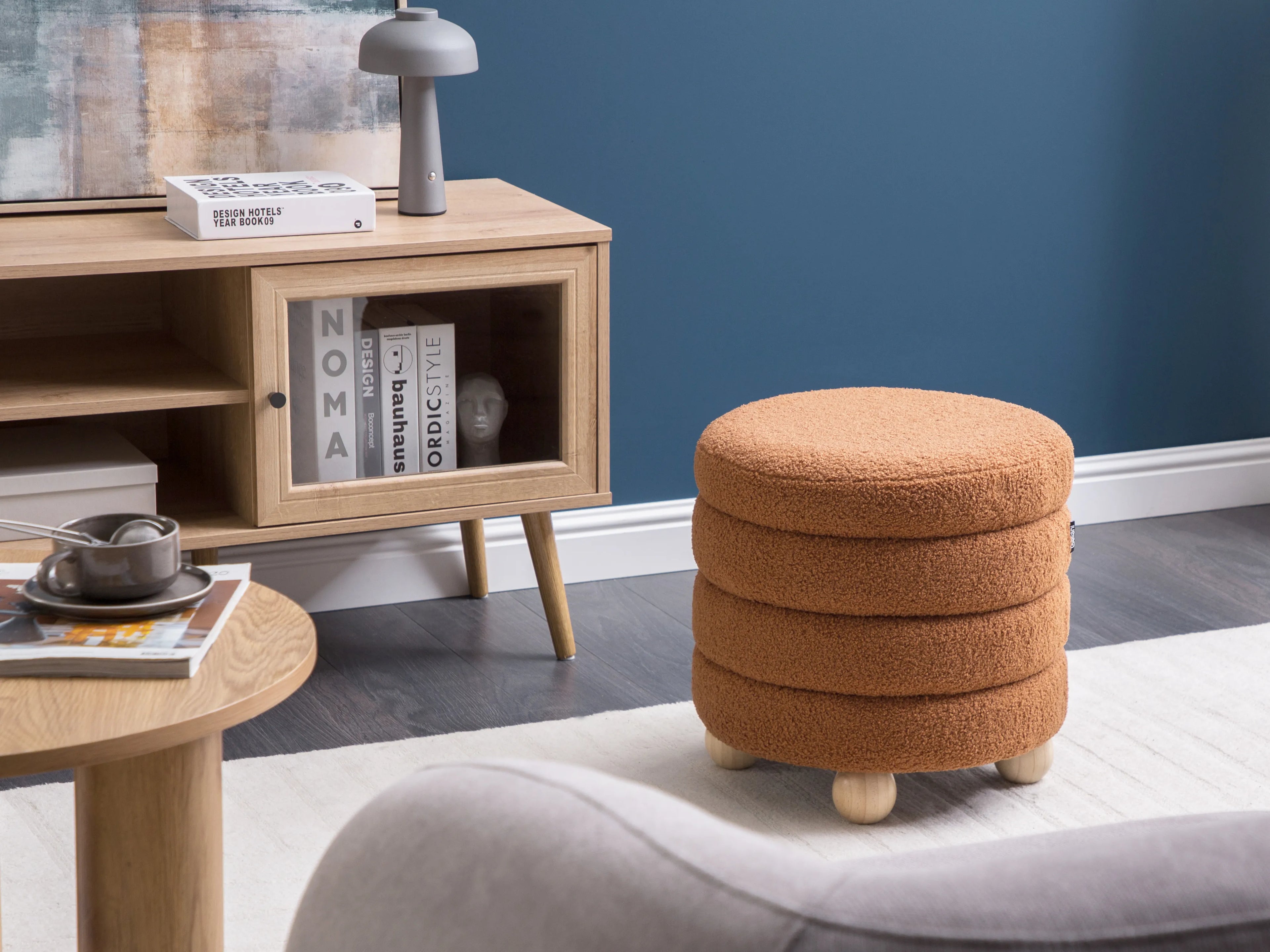  Pouffe CHILLY Boucle Golden Brown