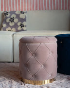  Set Of 2 Storage Pouffes PUEBLO Velvet Pink