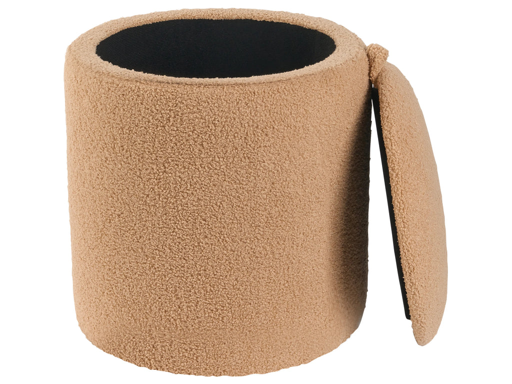  Set Of 2 Storage Pouffes BEREA Boucle Light Brown