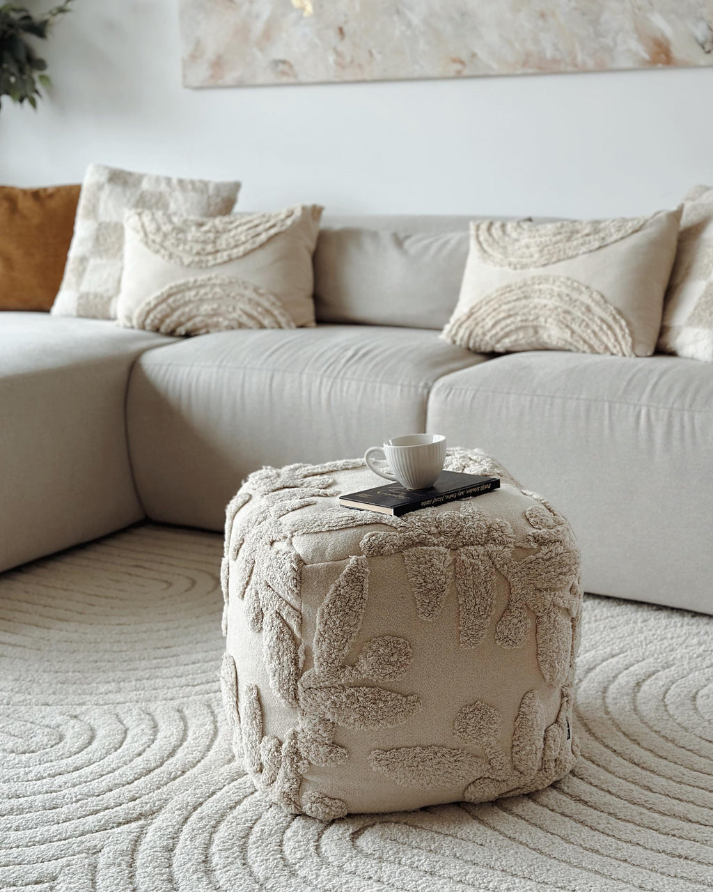 Pouffe Tufted MULTAN Cotton Beige