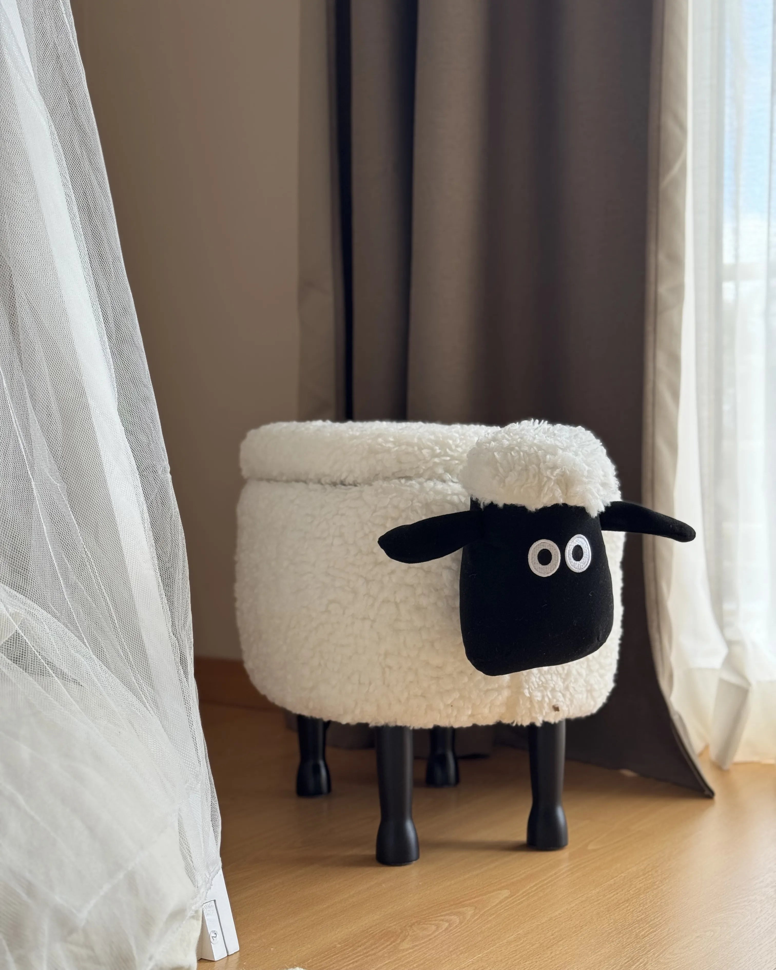  Storage Animal Stool SHEEP Fabric White Sheep