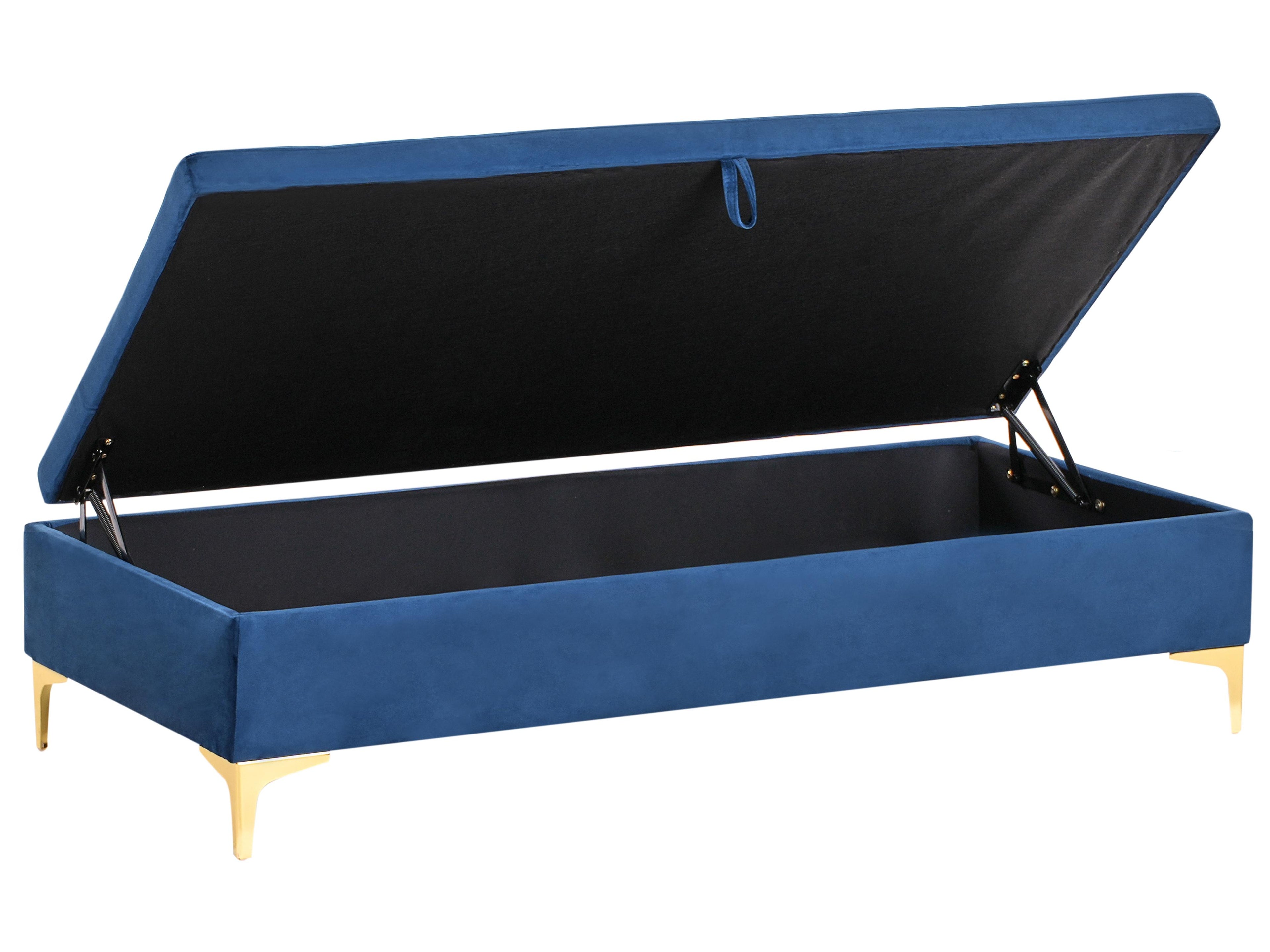  Storage Ottoman ABERDEEN Velvet Navy Blue