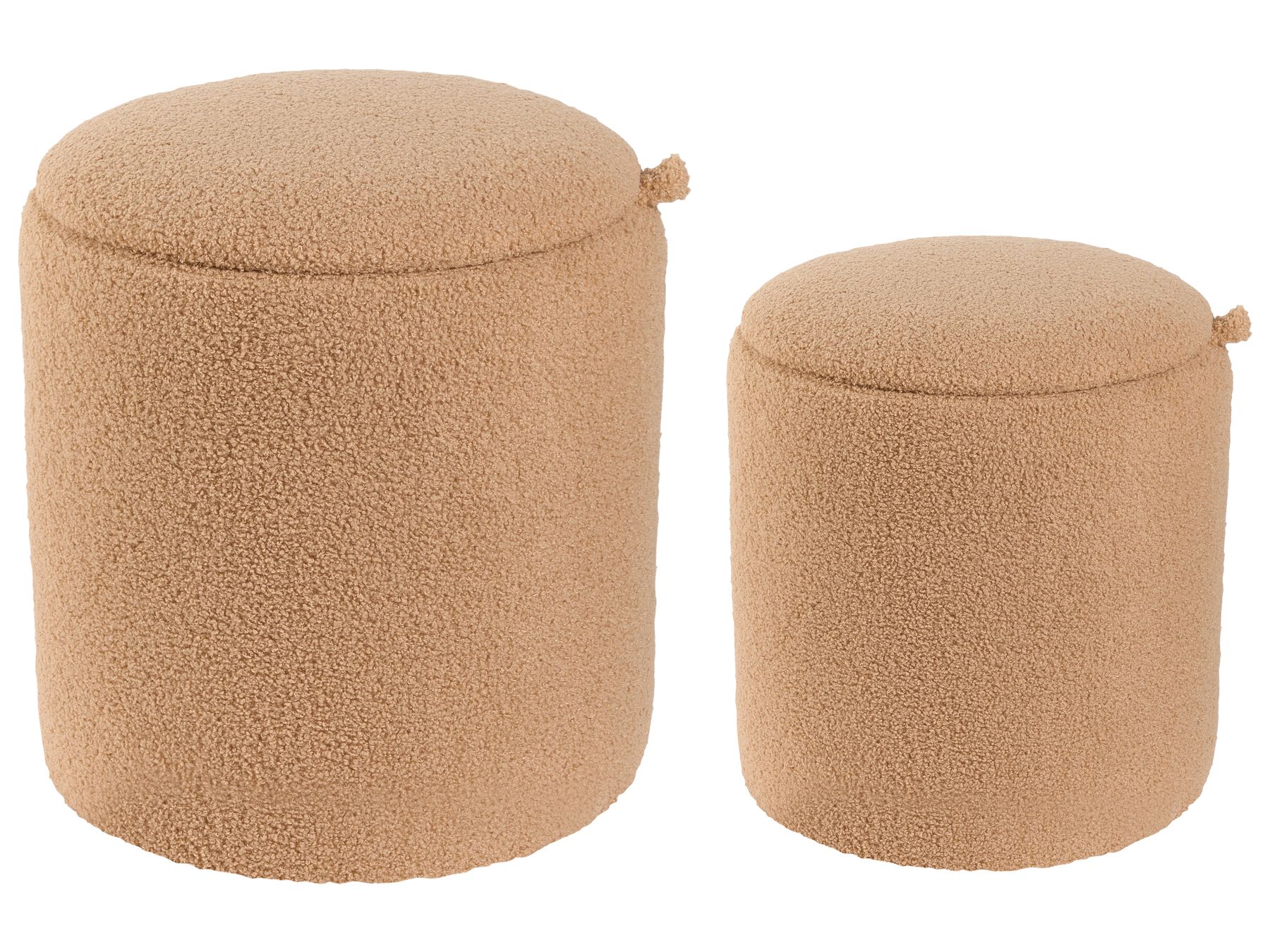  Set Of 2 Storage Pouffes BEREA Boucle Light Brown