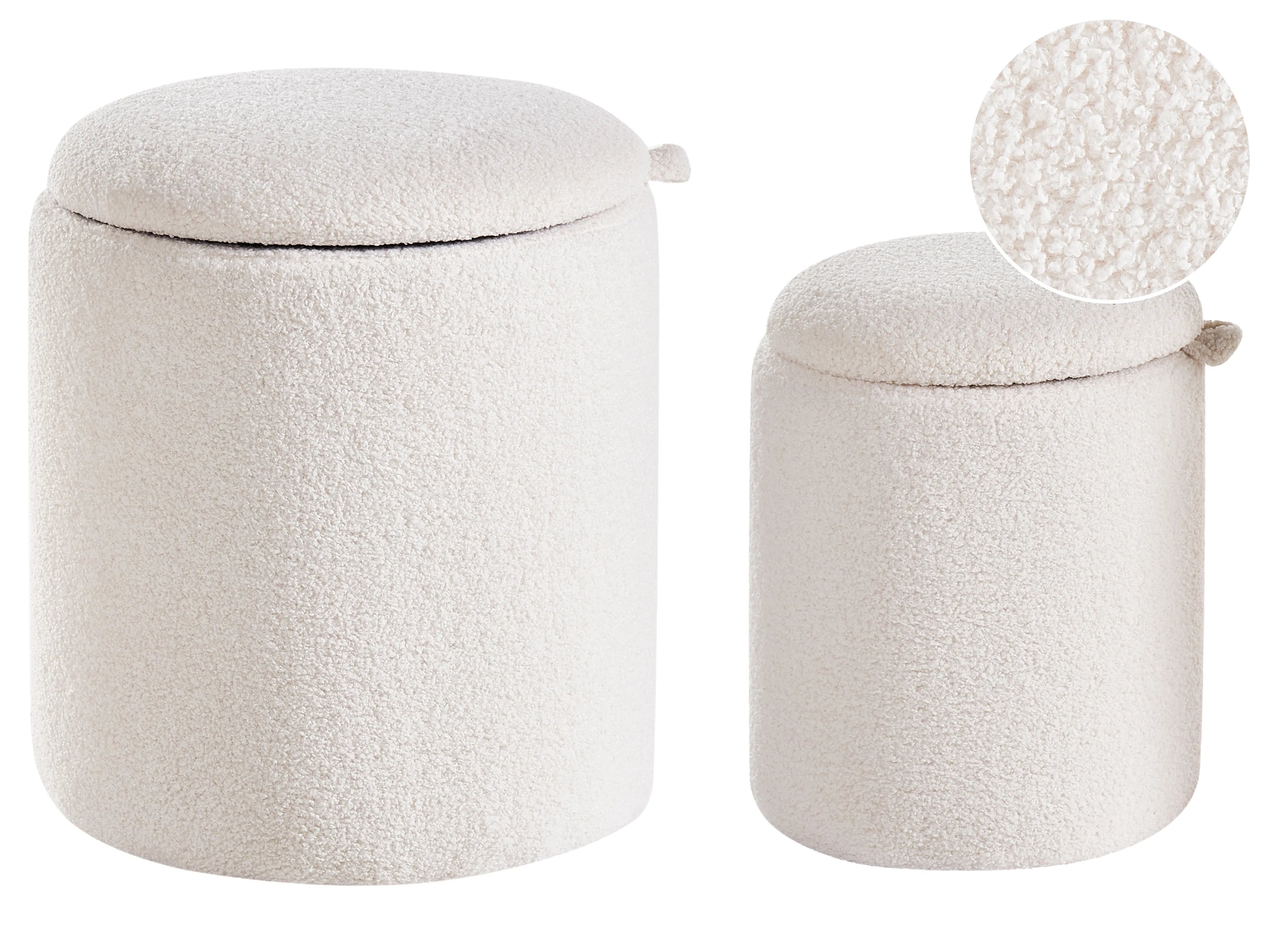 Set Of 2 Storage Pouffes BEREA Boucle Off-White