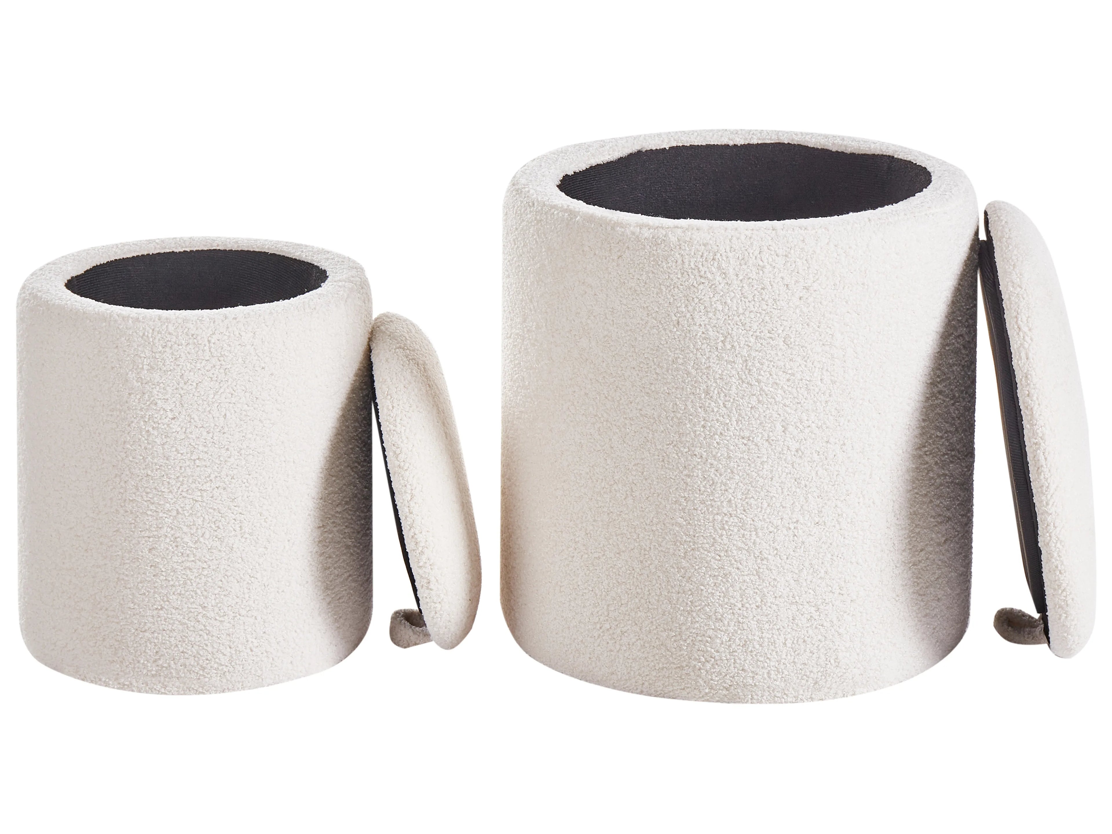  Set Of 2 Storage Pouffes BEREA Boucle Off-White