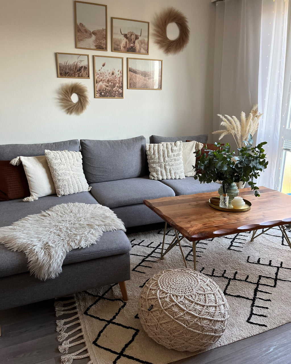  Pouffe Macramé BERKANE Cotton Beige