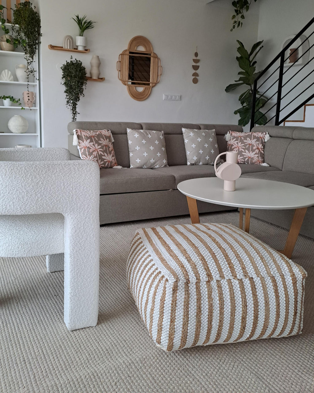 Pouffe ALMATTI Fabric Beige