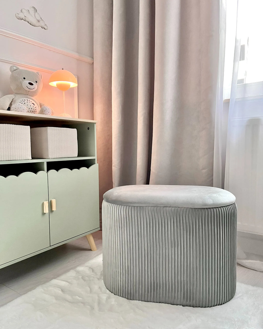  Storage Pouffe RICHLAND Velvet Light Grey
