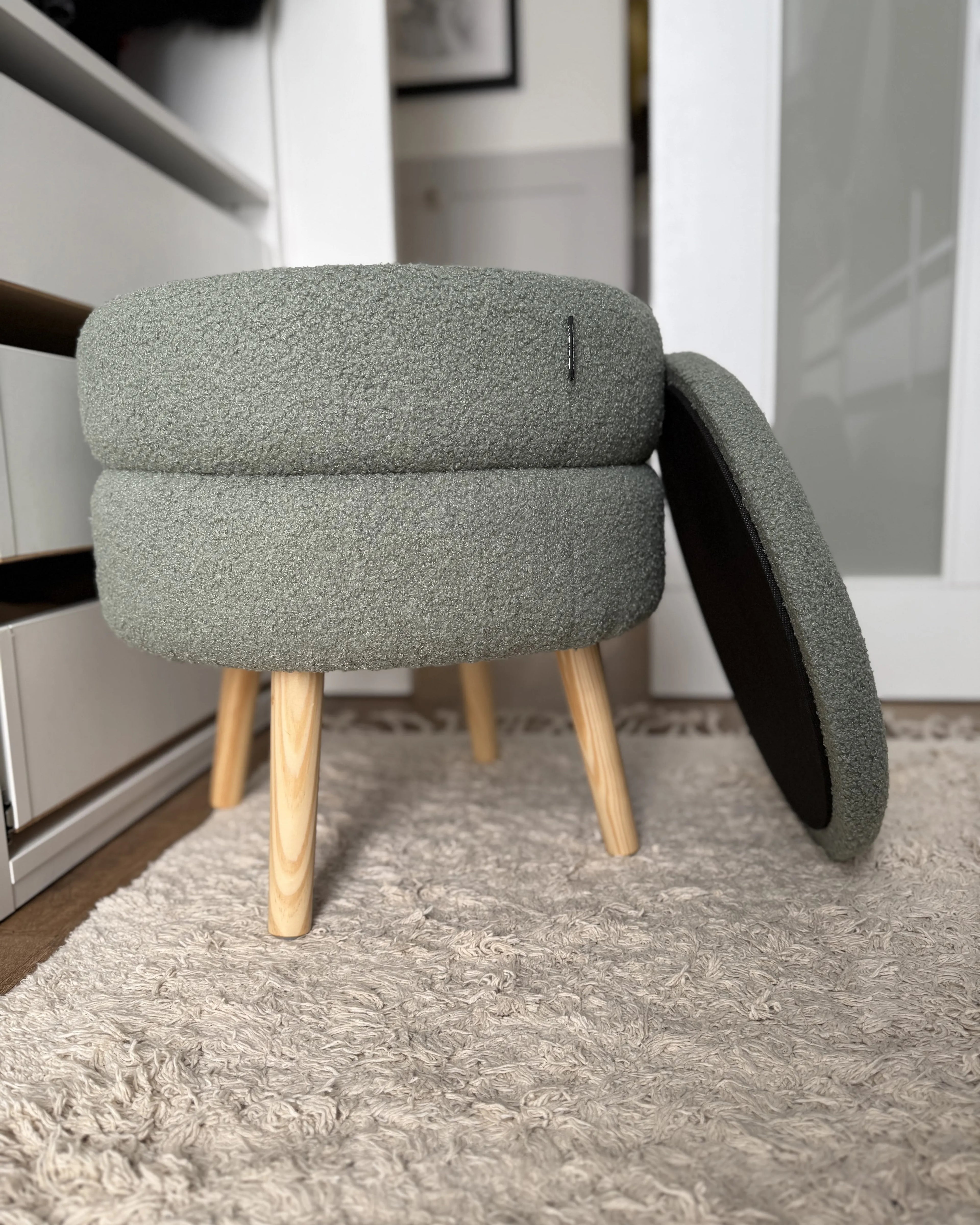  Storage Stool OKATON Boucle Green
