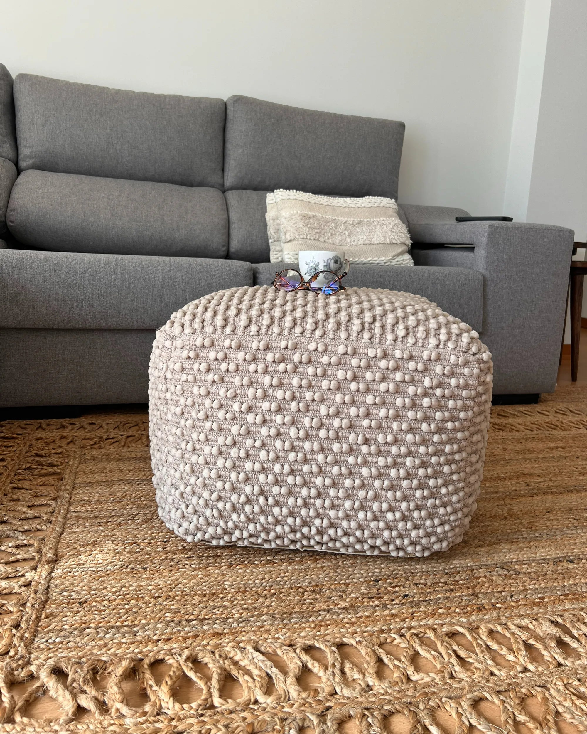  Pouffe KINGRI Cotton Taupe