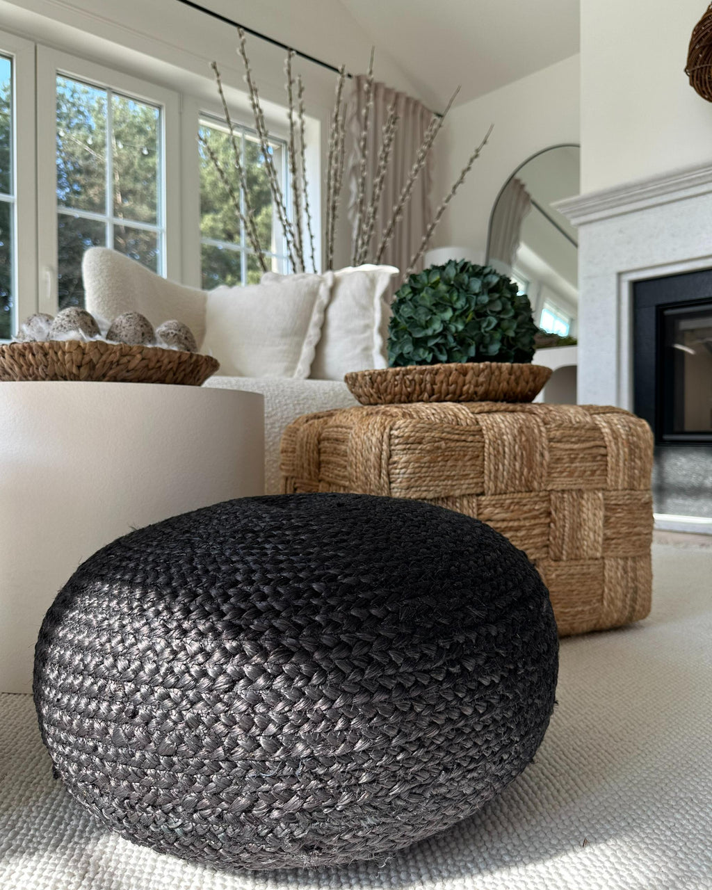  Pouffe TIFELT Jute Black