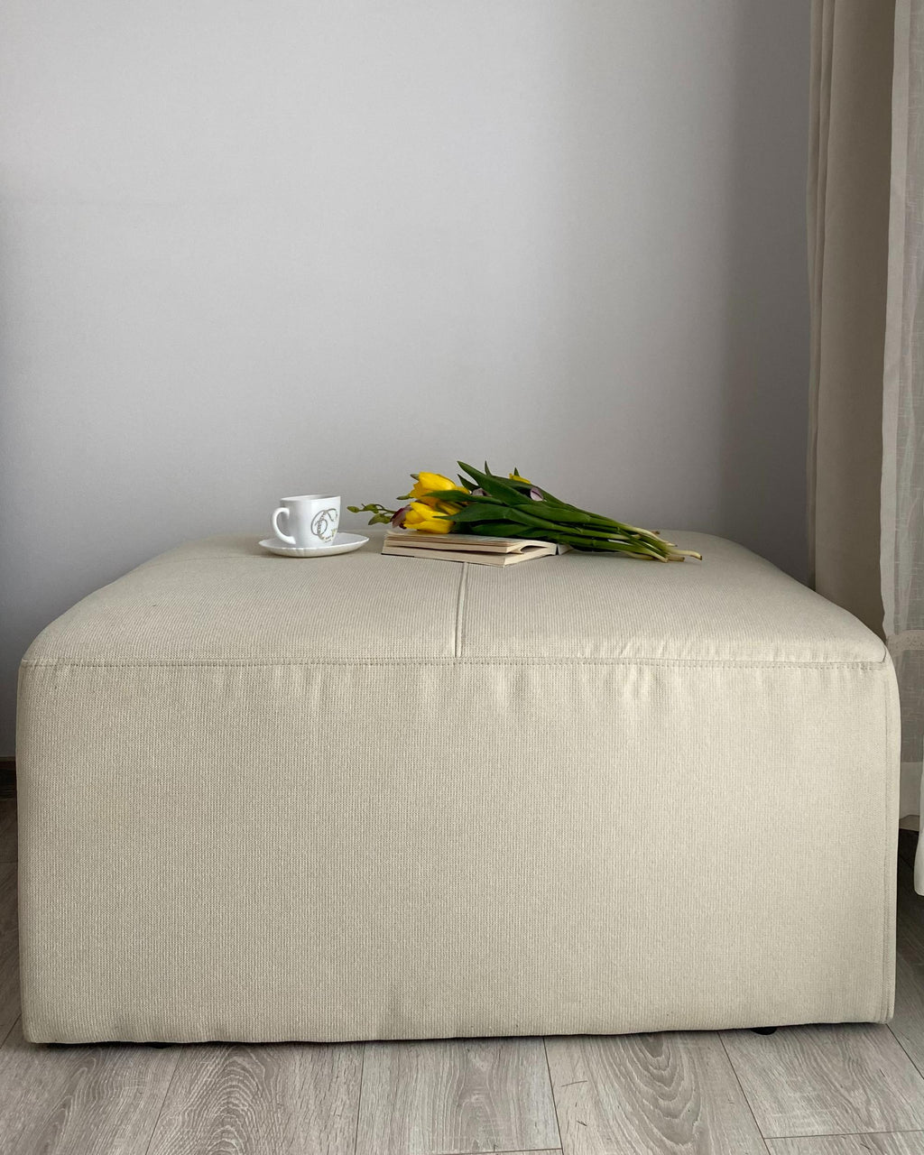  Ottoman KOHLO Fabric Light Beige