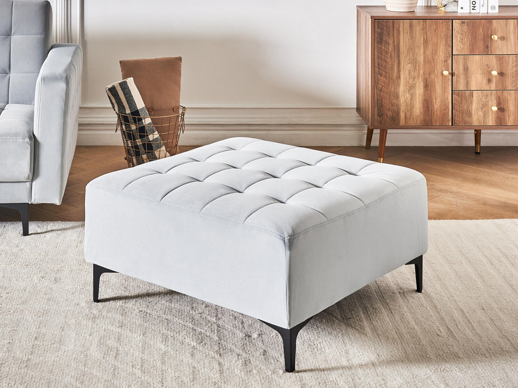  Ottoman ABERDEEN Velvet Light Grey