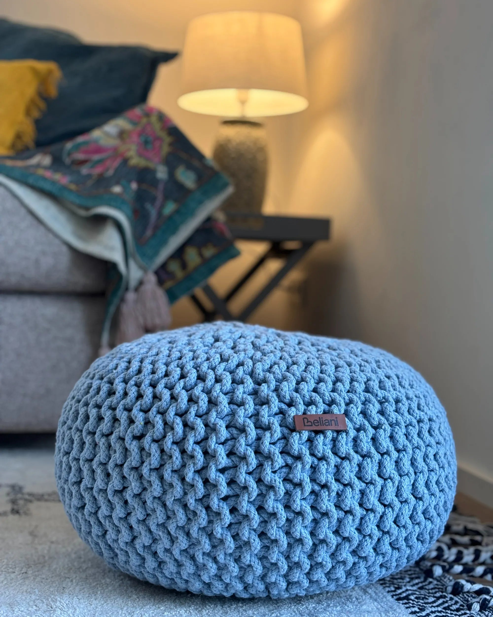  Pouffe CONRAD Cotton Light Blue