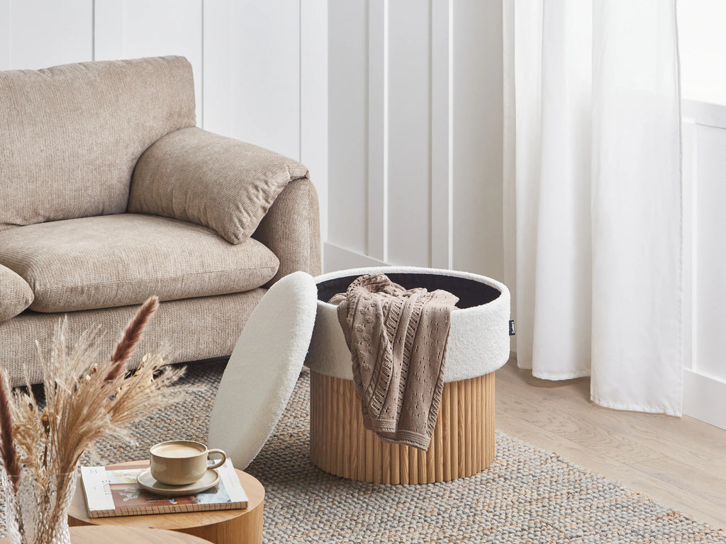  Storage Pouffe RICHEY Boucle Off-White