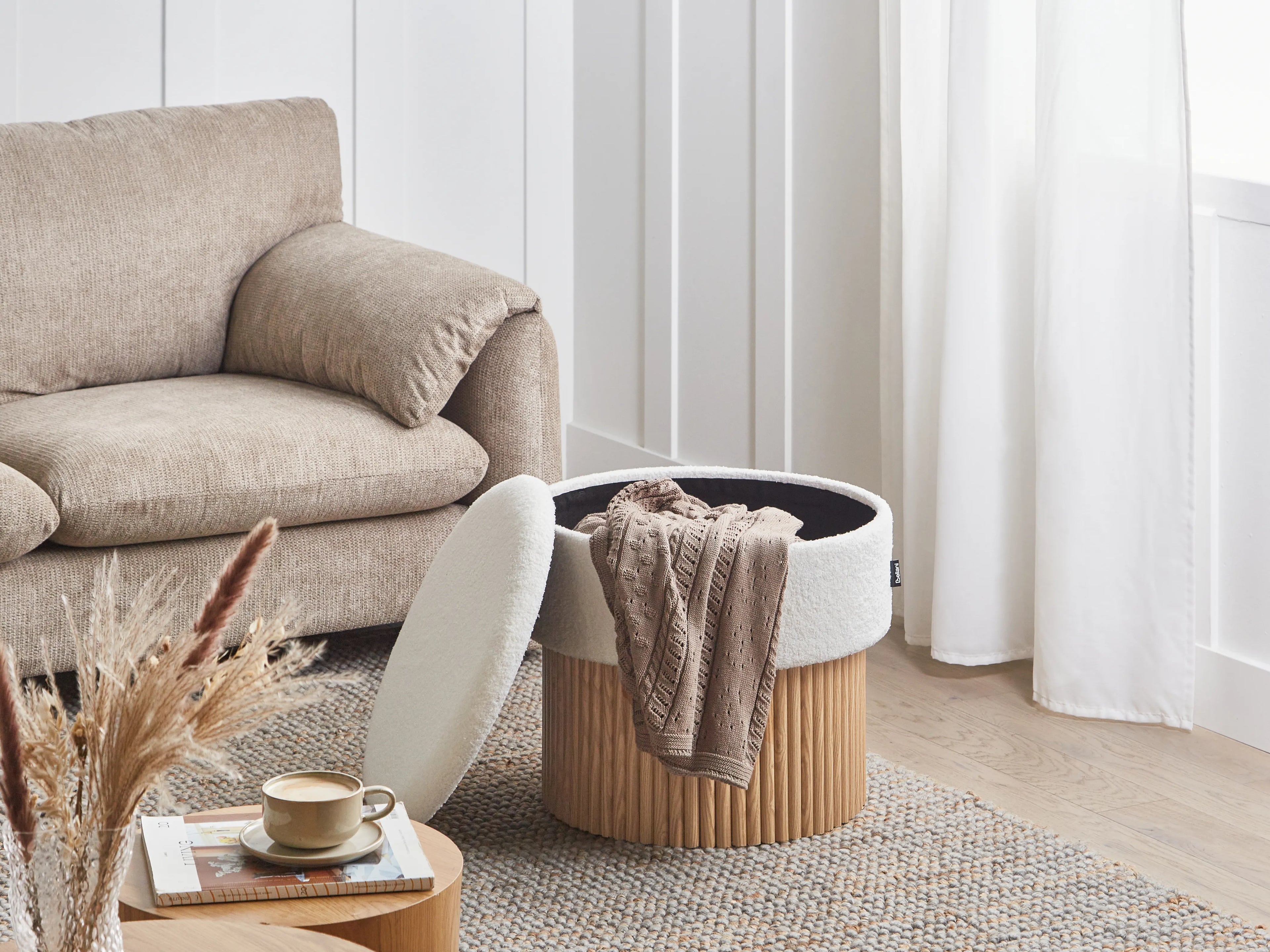  Storage Pouffe RICHEY Boucle Off-White