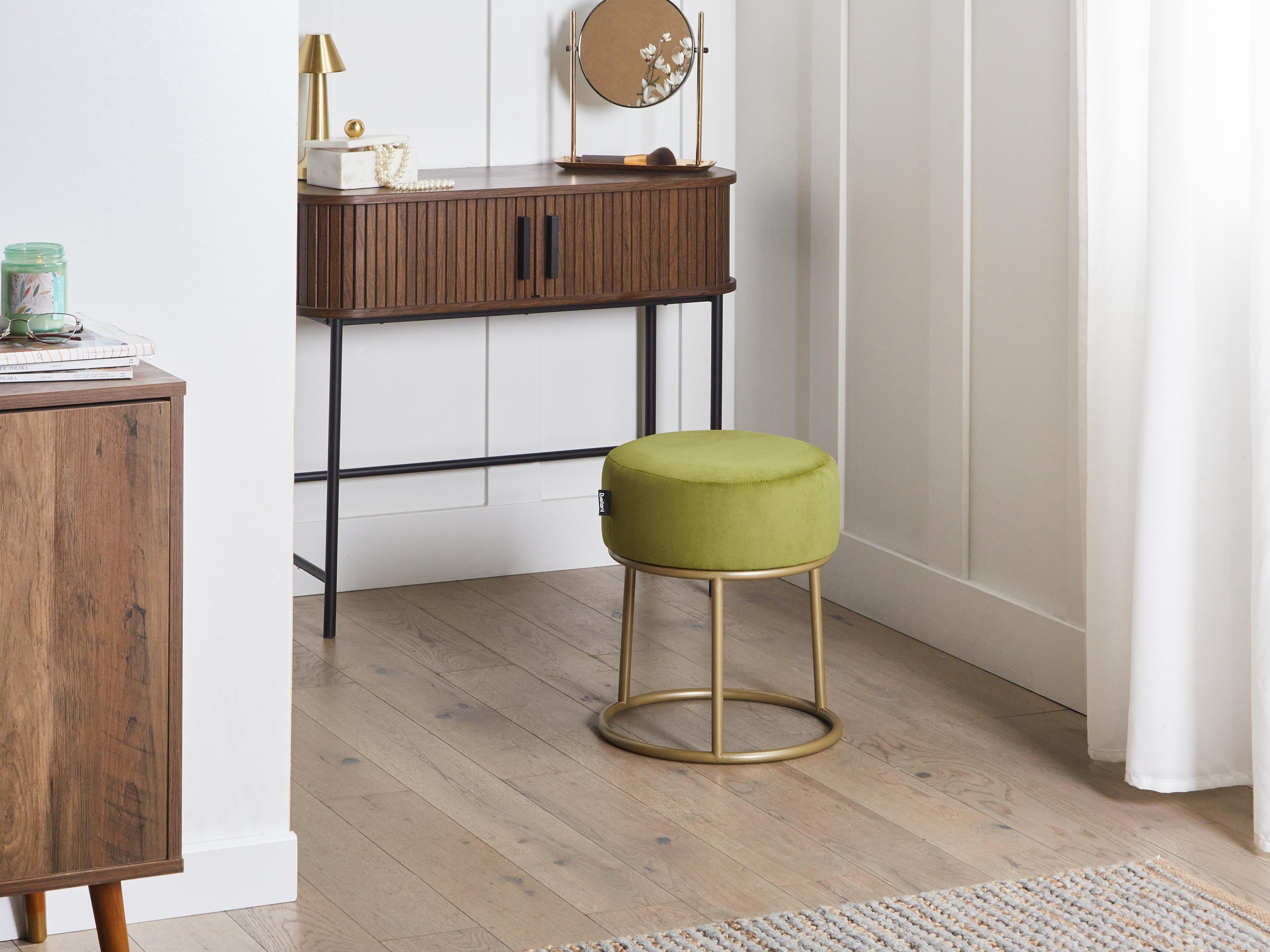  Footstool DELCO Velvet Lime Green