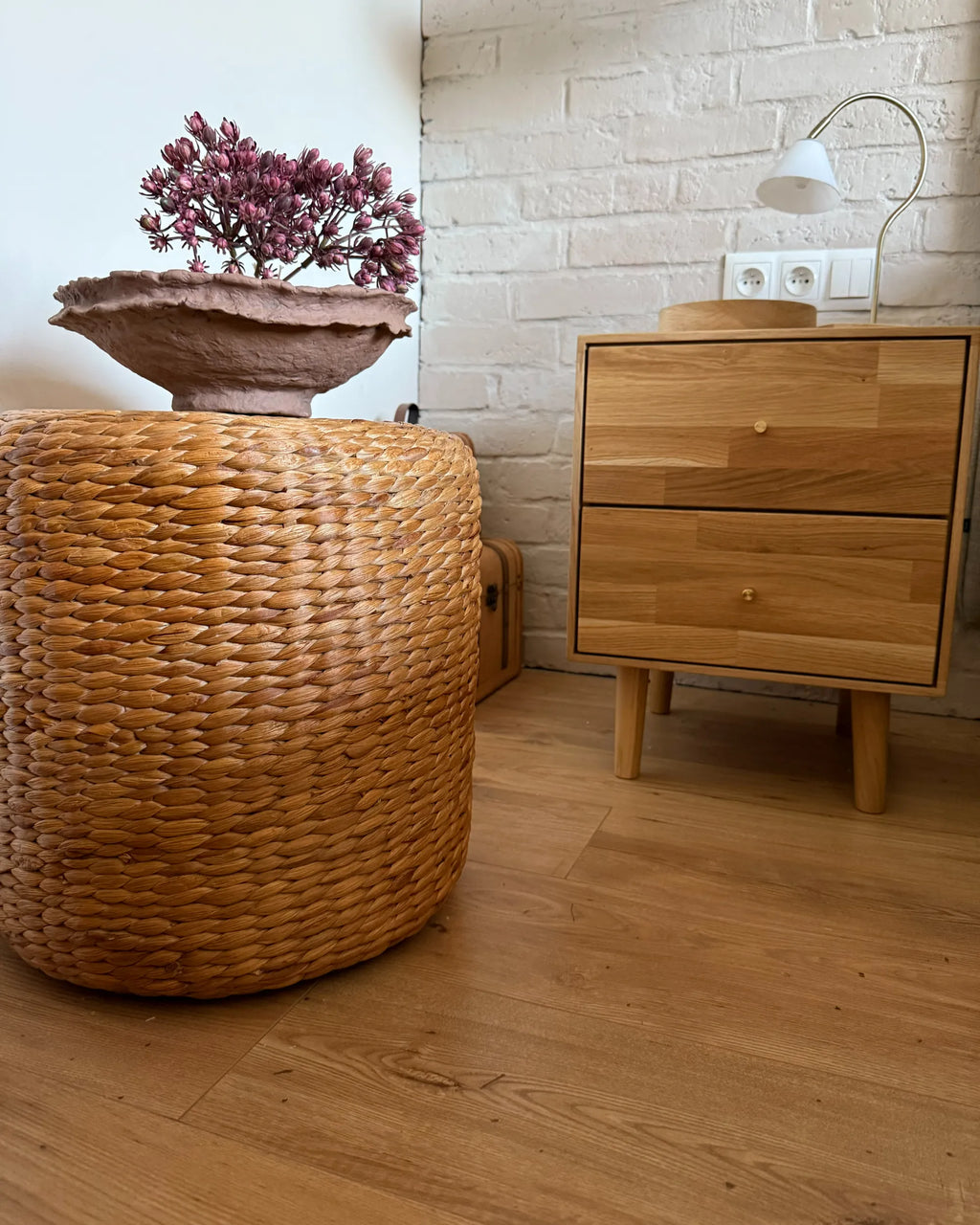  Pouffe BICHIR Water Hyacinth Beige